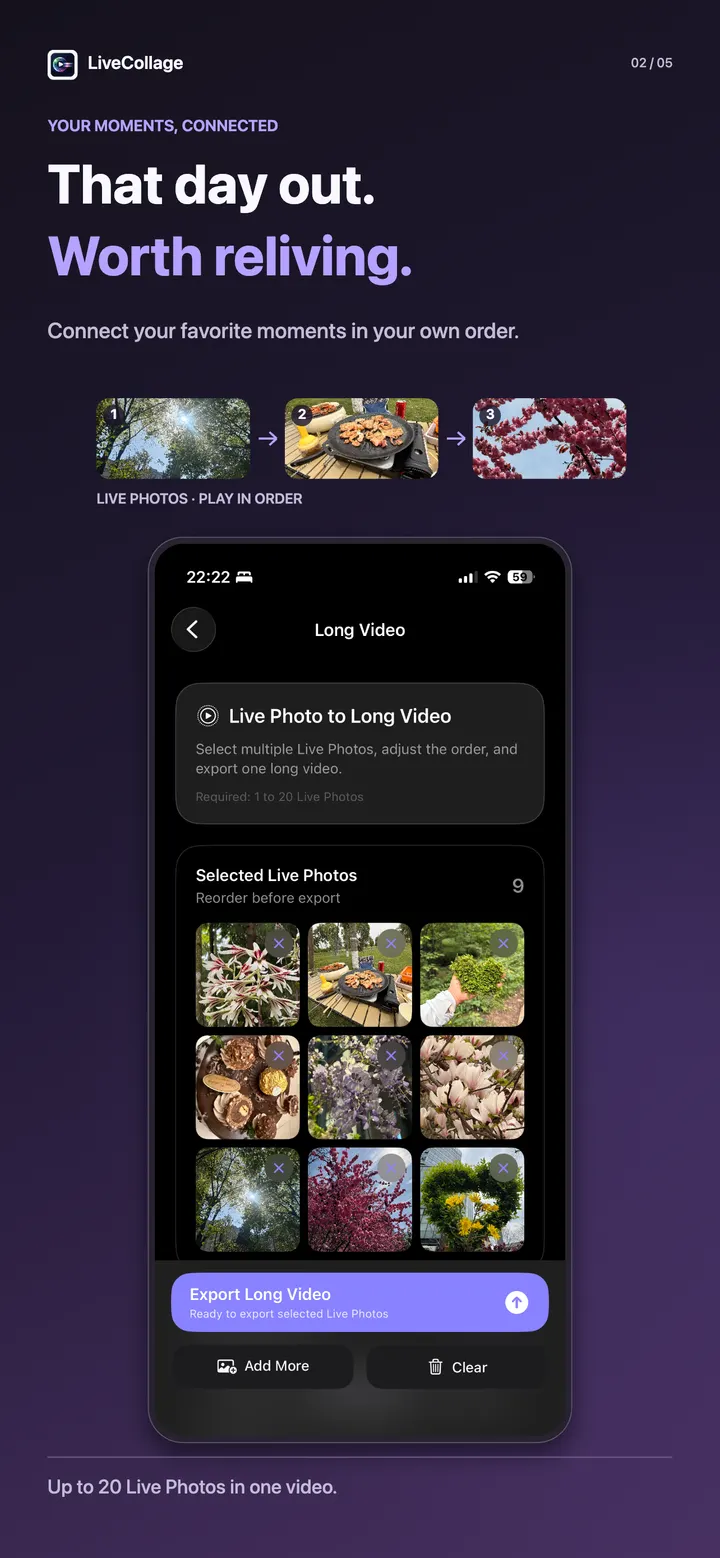 Connect Live Photos in order to relive a day out